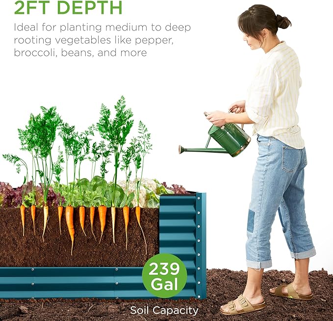 Best Choice Products 8x2x2ft Raised Outdoor Metal Garden Bed, Deep Root Box - Image 4
