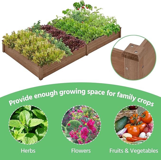 Yaheetech 8×4ft Wooden Horticulture Raised Garden Bed Divisible Elevated - Image 4