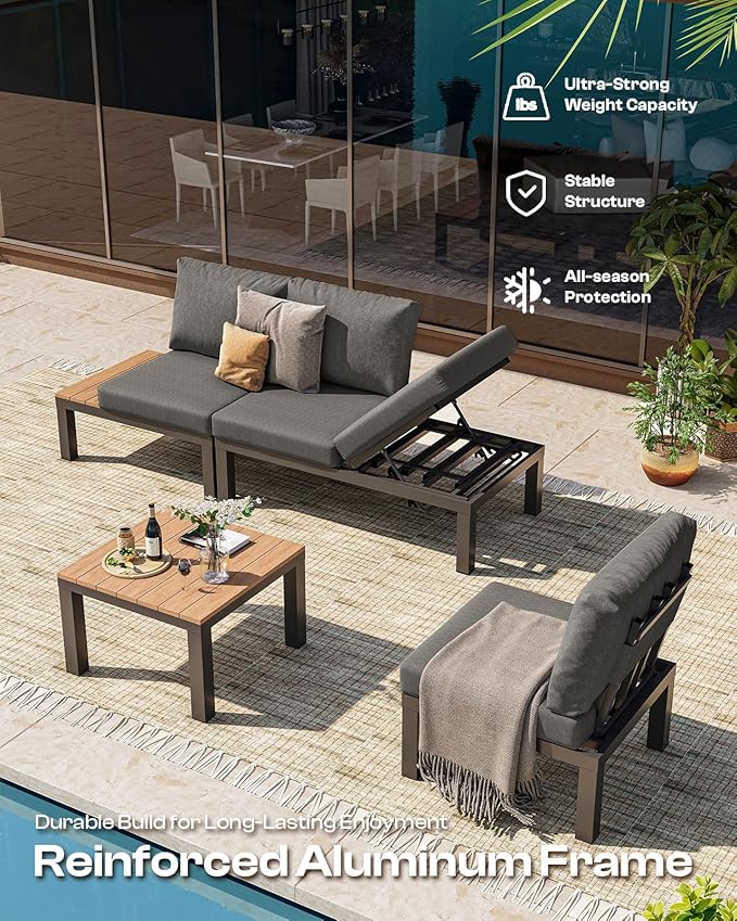 Aluminum Modular Outdoor Patio Furniture Set, 8 Seats Sectional Sofa Set - Image 6