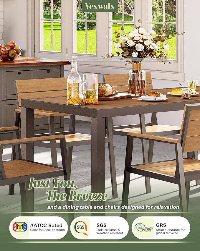 5-Piece Outdoor Dining Set, Aluminum Dining Table Set - Image 4
