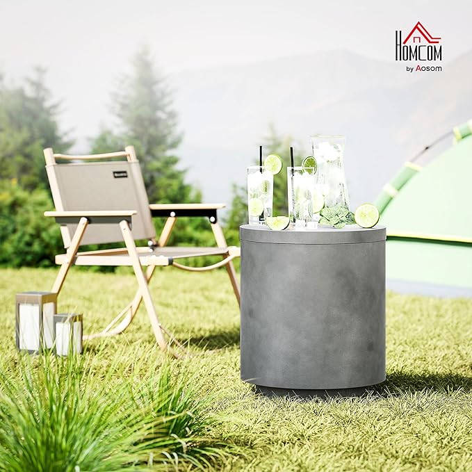 HOMCOM 2.6 Gal Outdoor Cooler Side Table, 3-in-1 Cool Coffee Table - Image 2