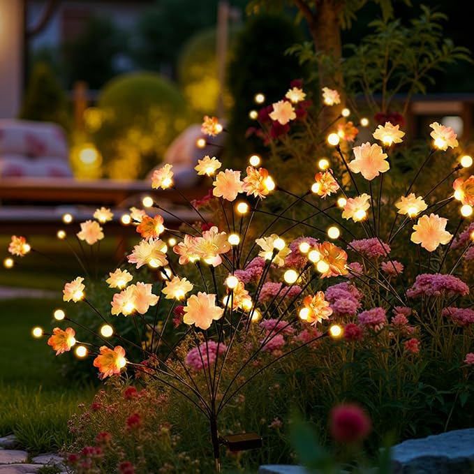 Solar Garden Lights, Warm White LED Swaying Solar Flowers Light by PEVOROS