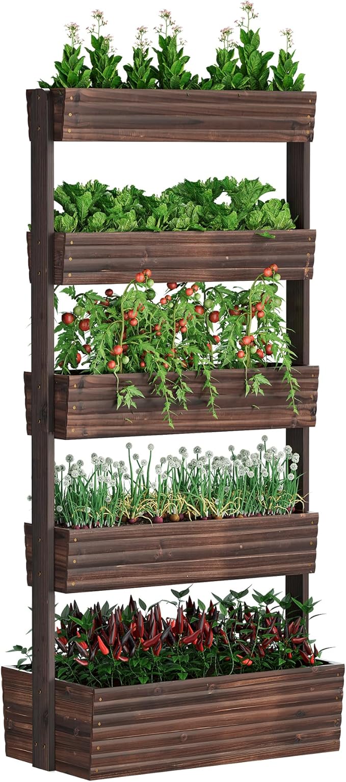 FILWH Wooden Raised Garden Bed Vertical Planter Box, Freestanding Plant Stand by FILWH