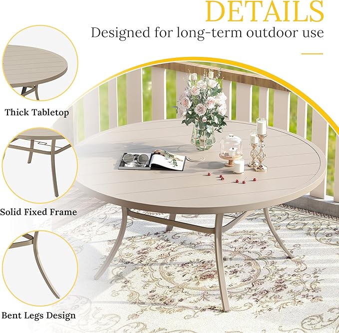 VICLLAX 60" Outdoor Round Patio Table - Image 4