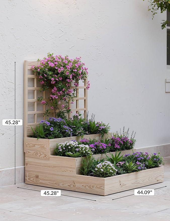 3-Tier Elevated Garden Planter, Wooden Vertical Raised Bed - Image 2
