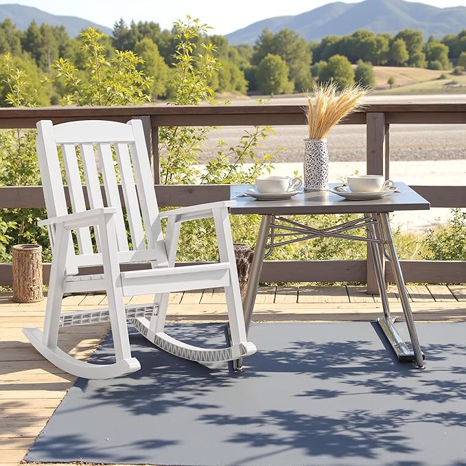 Devoko PP Material Rocking Chair Outdoor Indoor All Weather High Back Patio - Image 2