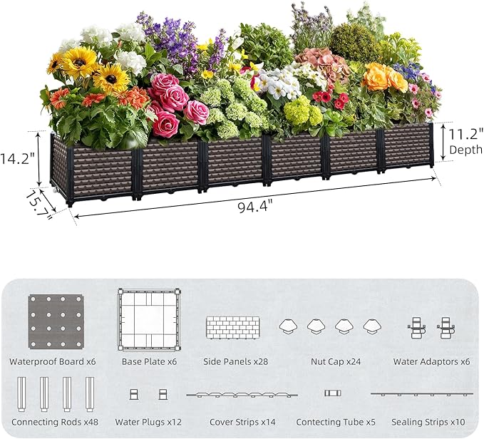 Large Planters for Outdoor Plants 14" Tall Planter Box, Raised Beds for - Image 5