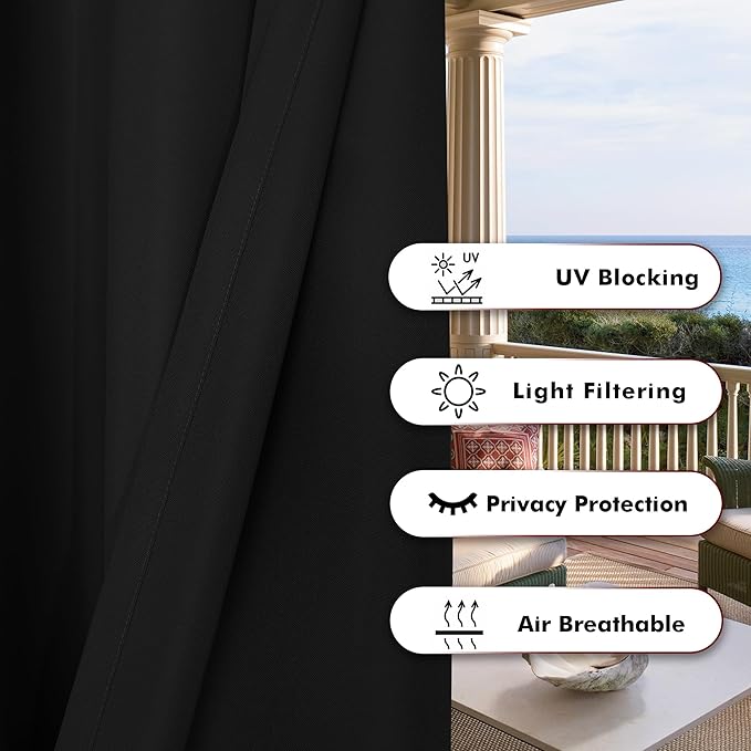 BONZER Outdoor Curtains for Patio Waterproof Thick Privacy Grommet Light - Image 4