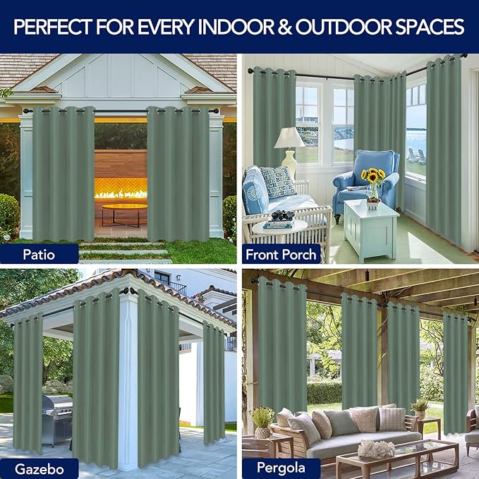 PureFit Outdoor Curtains for Patio Waterproof Weatherproof, UV and Fade - Image 5