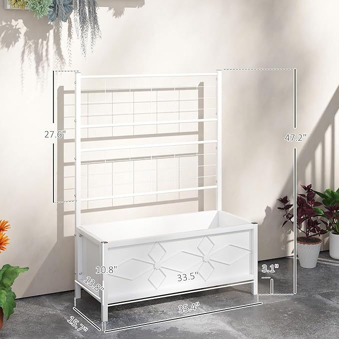 Outsunny Planter Box with Trellis, 35.4 x 15.7 x 47.2 inch Raised Garden Bed - Image 7