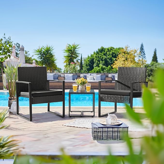 Flamaker 3 Pieces Outdoor Patio Wicker Furniture Set, Modern Rattan Chair - Image 6
