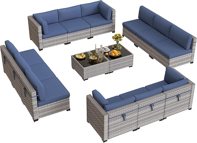 12-Seat Modular Patio Furniture Set – Outdoor Wicker Sectional Sofa - Image 9
