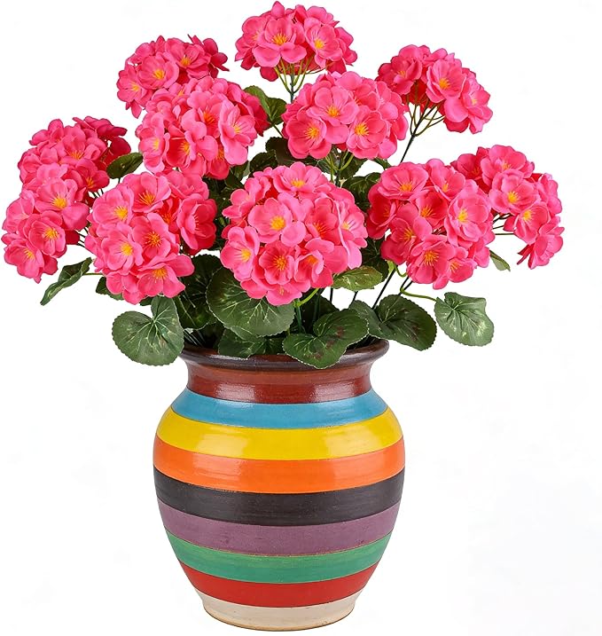 Artificial Geraniums Flowers for Outdoors, 6 Bundles Realistic Silk Fake - Image 4