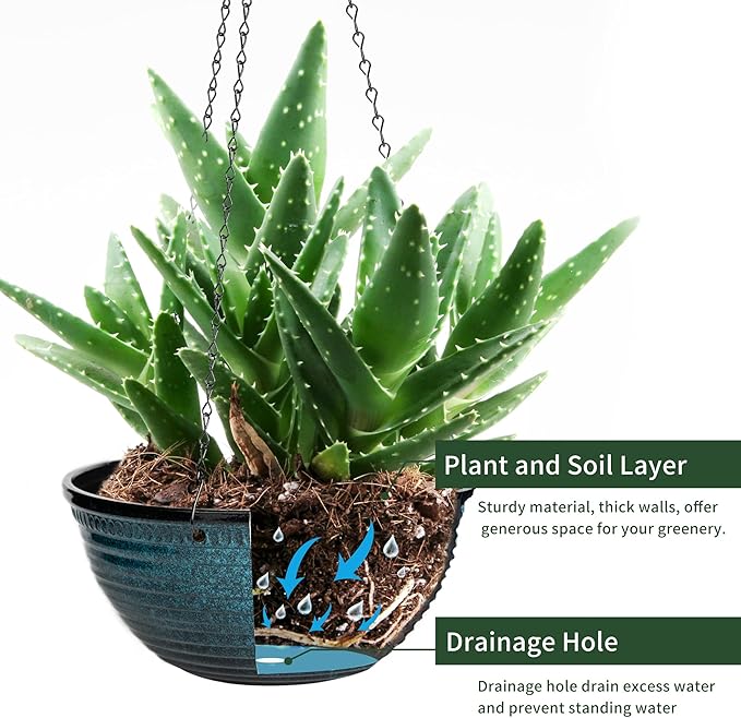 12 inch Hanging Planters for Indoor Outdoor Plants, 2 Pack Large Hanging Flower - Image 5