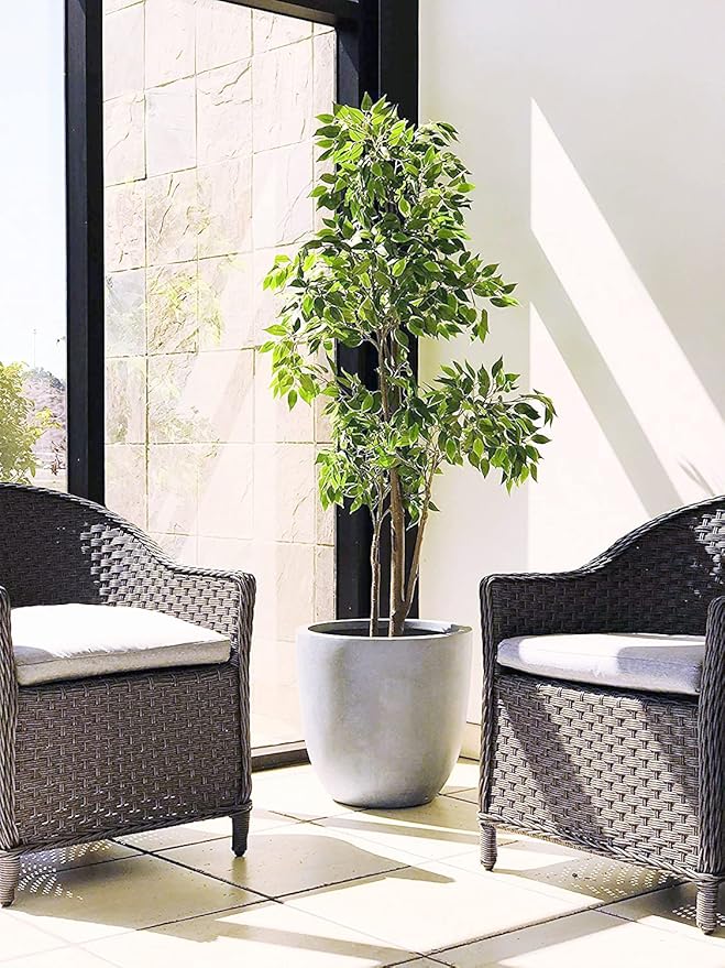 Kante 14 Inch Dia Round Concrete Planter, Indoor Outdoor Large Plant Pot - Image 5