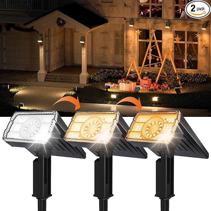 2-Pack Solar Lights Outdoor Waterproof IP67, 3 Color Modes by Professionalproductionofsolarlightsoutdoor%EF%BC%9A%EF%BC%89