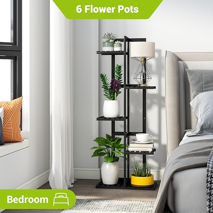 BMOSU Bamboo Plant Stand for Indoor Outdoor Plants Corner Tall Plant Shelf 6 - Image 5