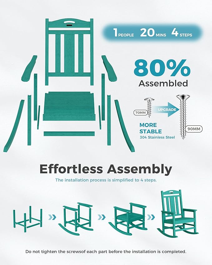 Ciokea Oversized Outdoor Rocking Chairs Set of 2, 380lbs Heavy-Duty Large Patio - Image 8