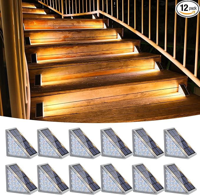 VOLISUN Outdoor Stair Lights 12 Pack, Solar Step Lights Waterproof IP67 by VOLISUN