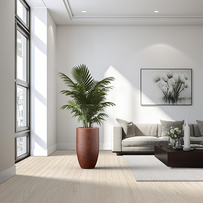 Kante 24 Inch Tall Round Concrete Planter, Large Indoor Outdoor Plant Pots - Image 4