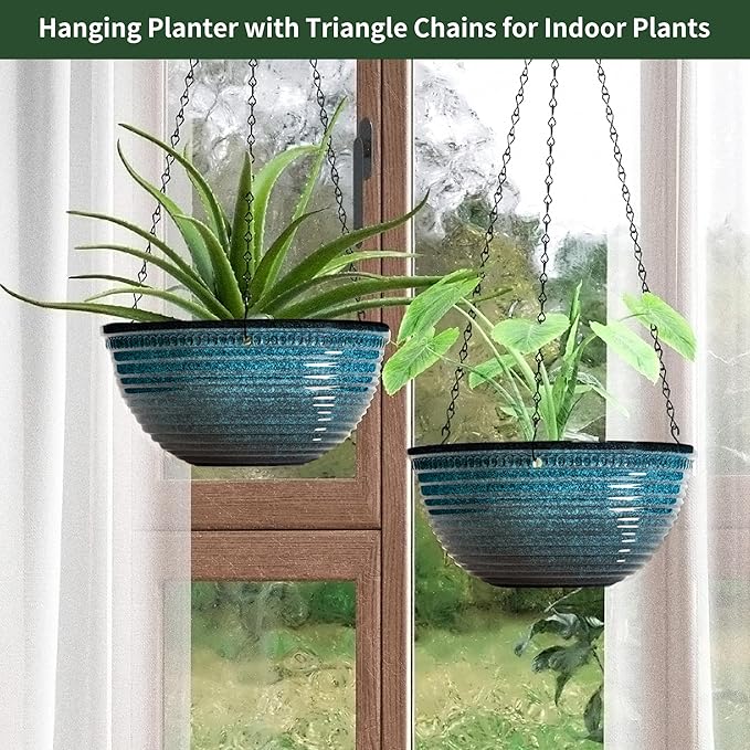 12 inch Large Hanging Planters for Indoor Outdoor Plants, Hanging Baskets for - Image 7
