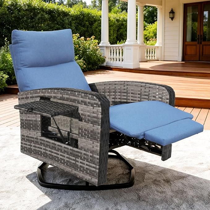 Outdoor Recliner Chair Set of 2, Wicker Patio Recliners by zzw