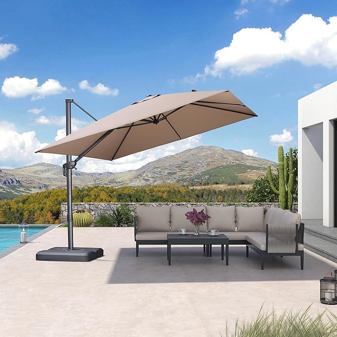 PURPLE LEAF Patio Umbrella 10' X 10' Rectangle Cantilever Umbrella Large by Unknown