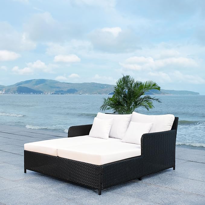 Safavieh PAT7500A Outdoor Collection Cadeo Black and White Cushion Daybed - Image 4