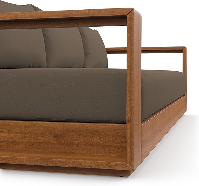 Modway Tahoe Acacia Wood Outdoor Patio Sofa in Natural Cocoa - Image 9