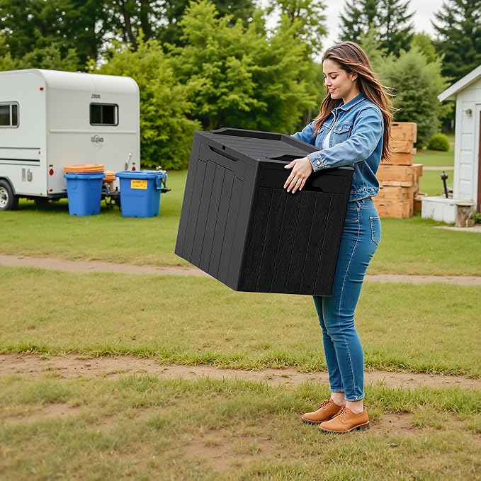 Devoko 30 Gallon Resin Deck Box 2 Pack Outdoor Indoor Waterproof Storage Box - Image 6