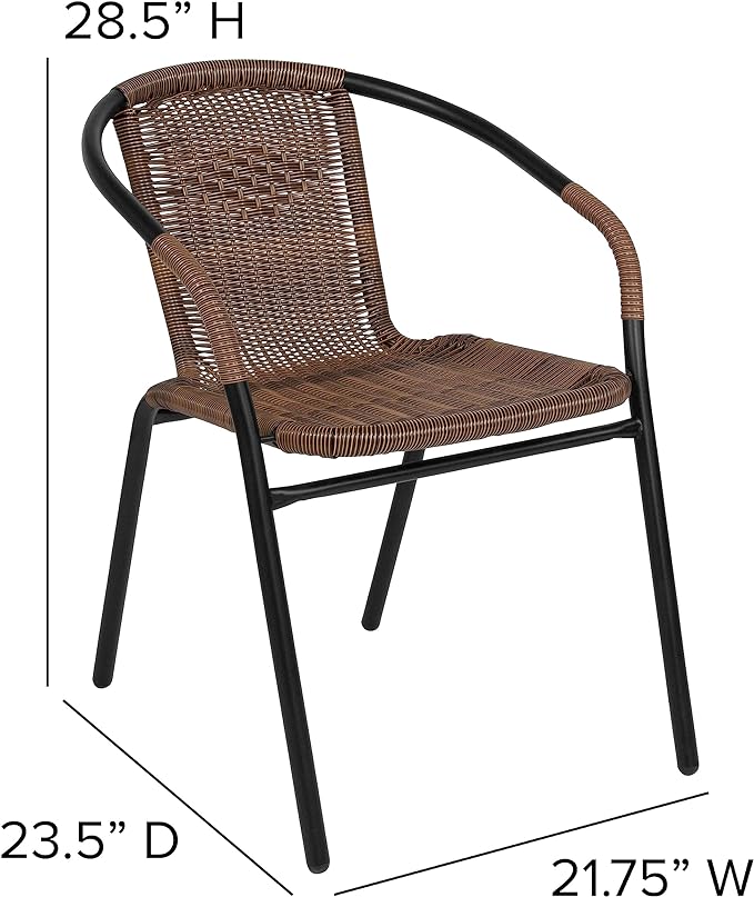 EMMA + OLIVER Set of 4 Modern Rattan Indoor/Outdoor Stack Chairs, Stacking - Image 2