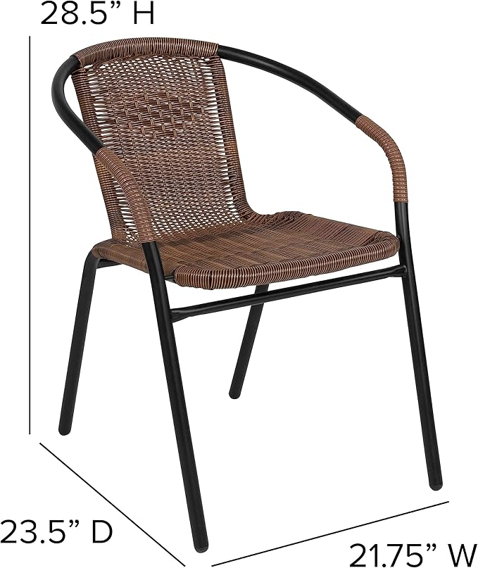 EMMA + OLIVER Set of 2 Modern Rattan Indoor/Outdoor Stack Chairs, Stacking - Image 2