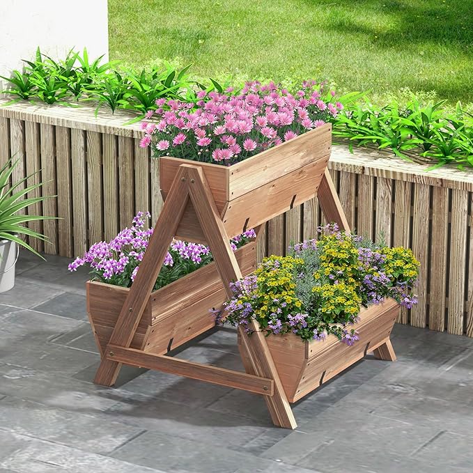 Giantex Vertical Raised Garden Bed, 3 Wood Planter Boxes - Image 3