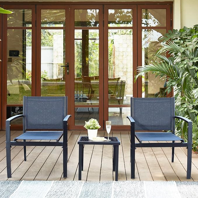 Homall 3 Pieces Patio Furniture Set Outdoor Patio Conversation Textilene Bistro - Image 6