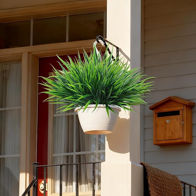 12Pcs Artificial Plants Outdoor Fake Plastic Grass Spring Decoration UV - Image 6