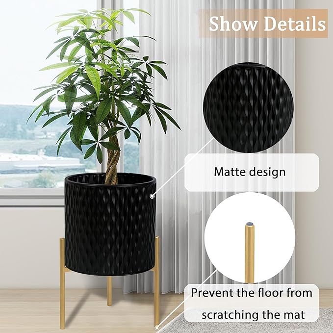 ARNIS Plants Pots with Stand, Unique Mid Century Decorative Metal Flower Pots - Image 6