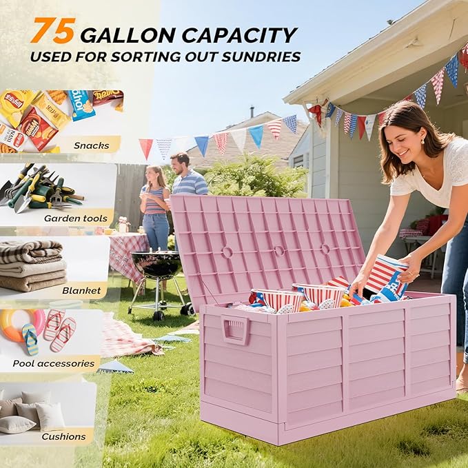 VINGLI 75 Gallon Collapsible Outdoor Storage Box, Simple-to-assemble Plastic - Image 8
