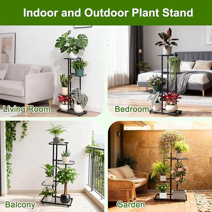 Plant Stand Indoor Outdoor, Corner Metal Plant Stands, Heavy Duty Tall Planter - Image 5