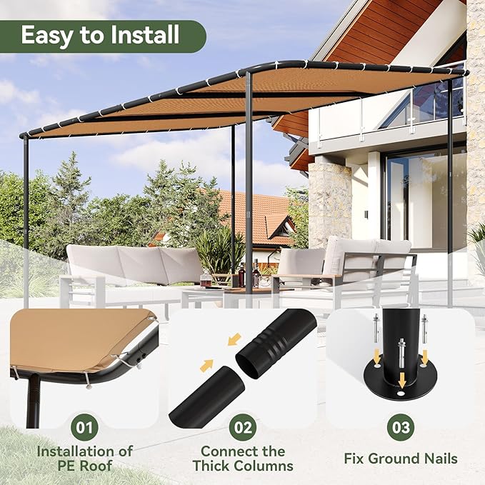 Aoxun 10x12 Lean to Gazebo Outdoor Pergola - Image 6