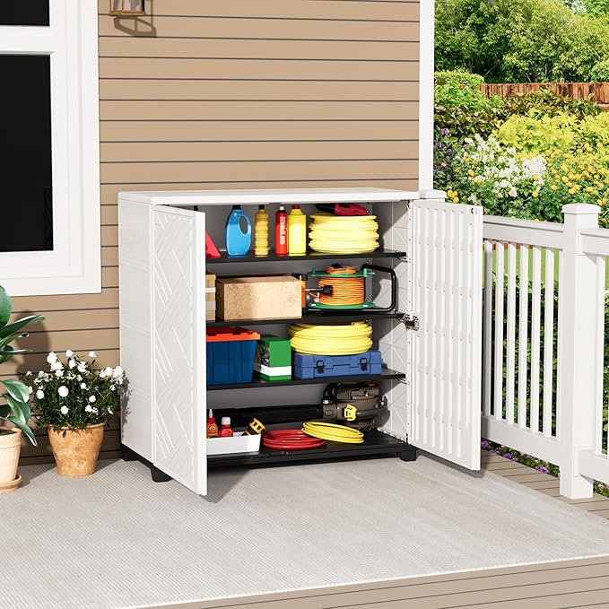 Outdoor/Indoor Storage Box, Resin and Plastic Storage Cabinet Waterproof - Image 2