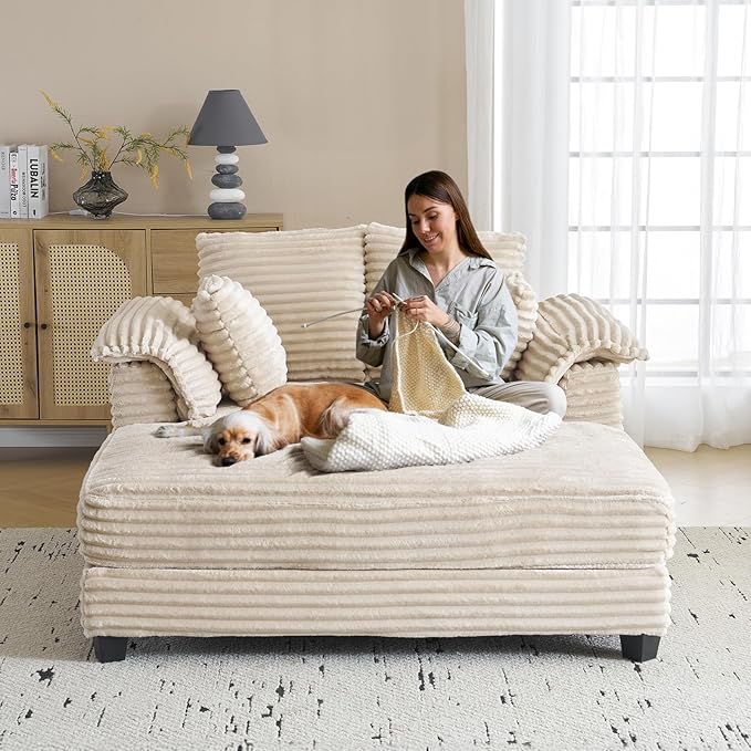 VINGLI 56" Oversized Chaise Lounge Chair, Movie Room - Image 8