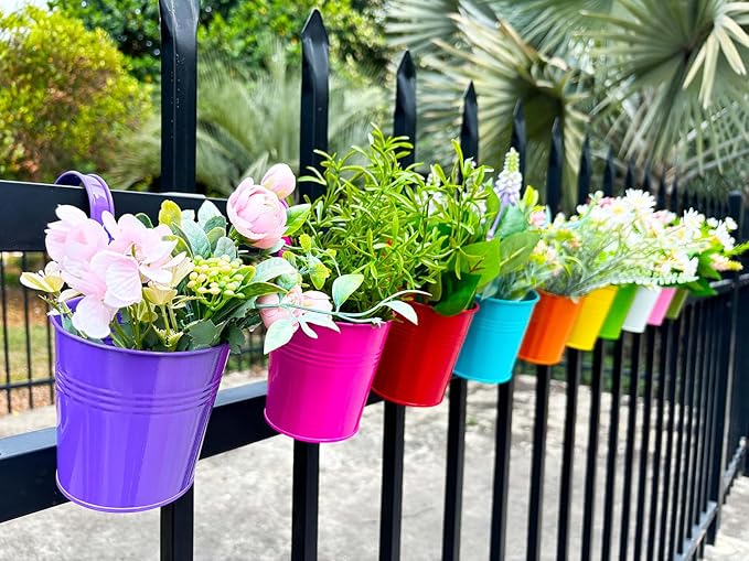 10 Pcs Fence Planters, Railing Planter Flower Pot - Image 5