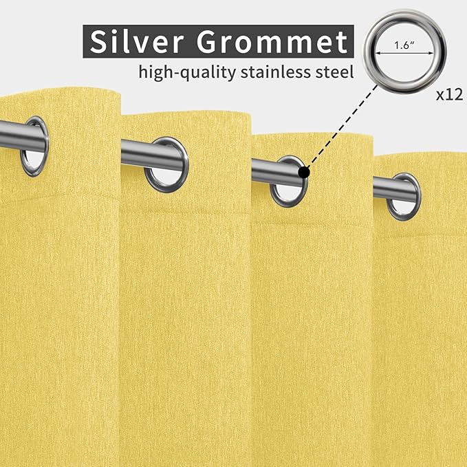 Easy-Going Linen Look Outdoor Curtains Waterproof Windproof Porch Curtains - Image 3