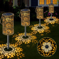 4 Pack Solar Pathway Lights Lights Outdoor, LED Solar Lantern Bright Metal by MMHFSolarLightsOutdoor