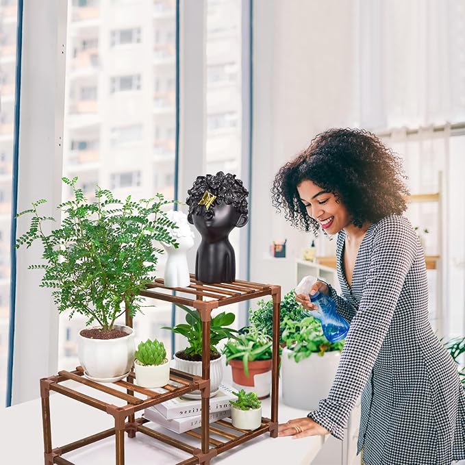 XXXFLOWER Plant Stand Indoor Outdoor 3 Tiers Wood Plant Shelf - Image 4