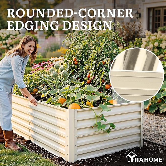 YITAHOME 6x3x2ft Large Raised Garden Bed Kit, Galvanized Metal Planter Box - Image 6