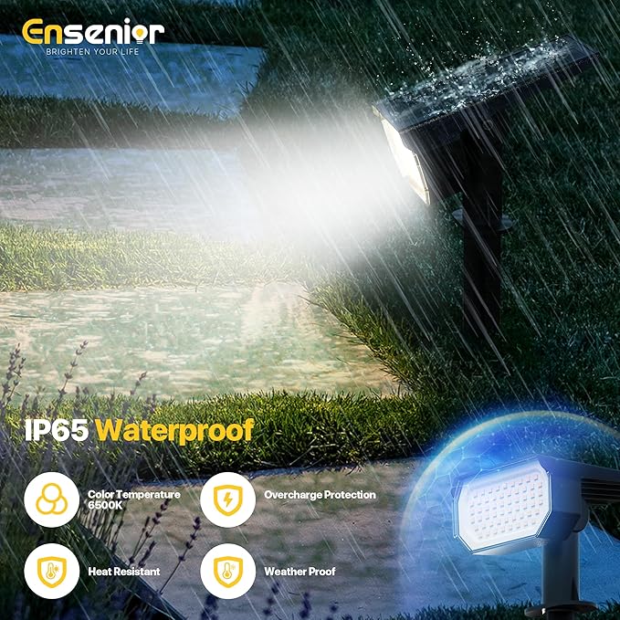 Ensenior Solar Spotlights Outdoor, 56 LEDs Brightness Adjustable 6500K LED - Image 4