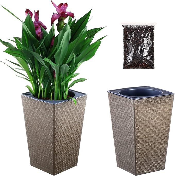 2 Pack Self Watering Planters 10.7" x 6.9" Planter by Planterhoma