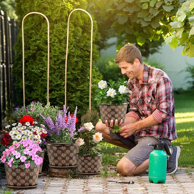 8 Inch Planter Pots for Plants, Plastic Flower Pots Indoor Outdoor, 5 Pack - Image 5