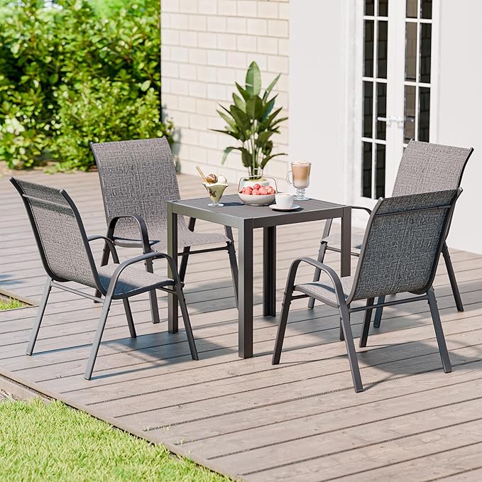 Betterhood Patio Chairs Set of 4, Stackable Outdoor Dining Chairs Set - Image 2